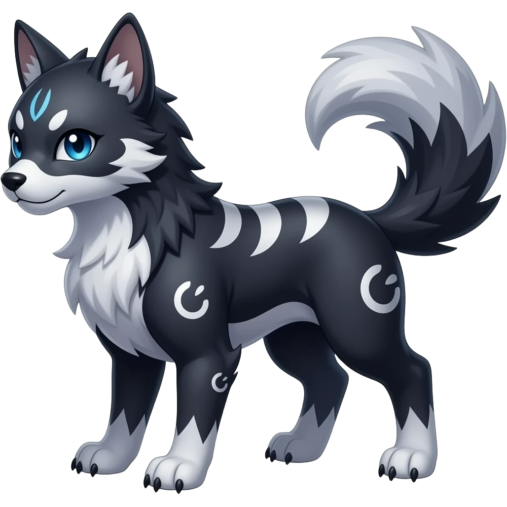 Dark dusky edgy cool shiny smooth glossy epic patterned digitigrade quadrupedal Luxray-Manectric-Sprigatito-Shaymin-Shinx-Fakémon-hybrid emoji