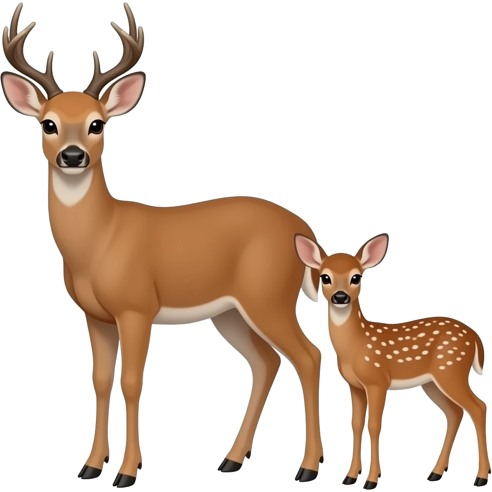 Bald deer and fawn emoji