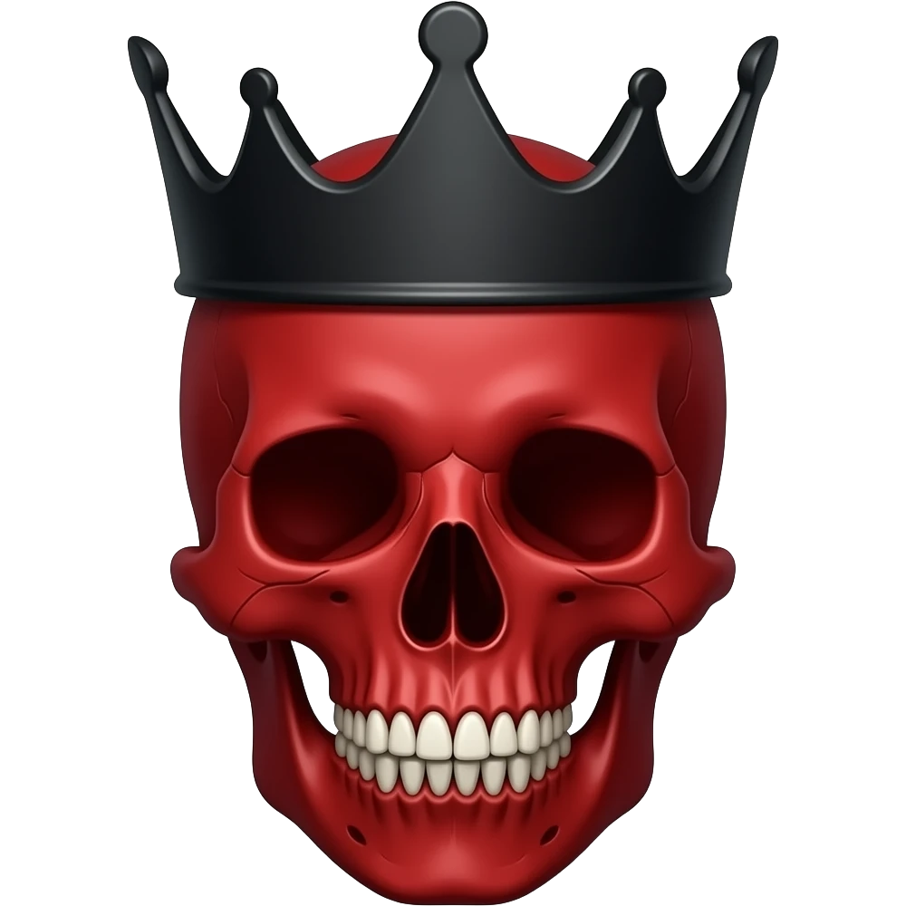 red skull with a black demonic crown no teeth emoji