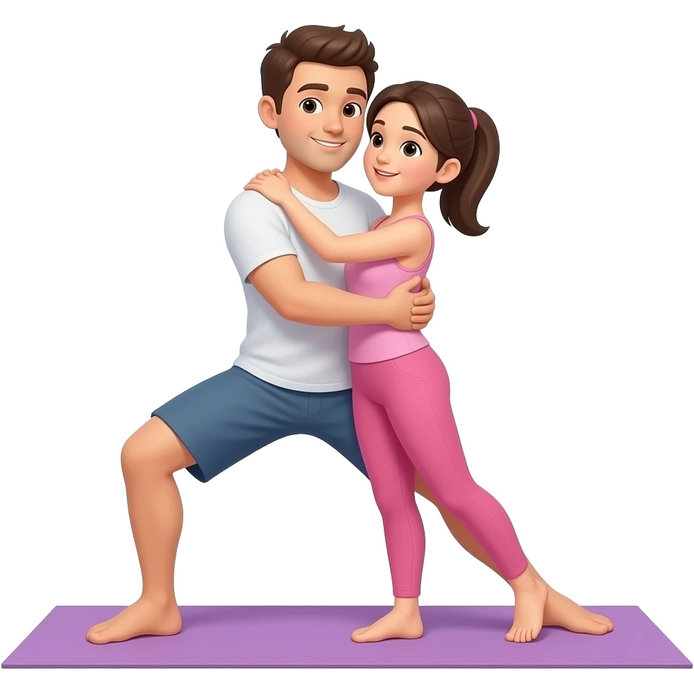 любовь в рамках  обнимаются йога мужчина и женщина emoji