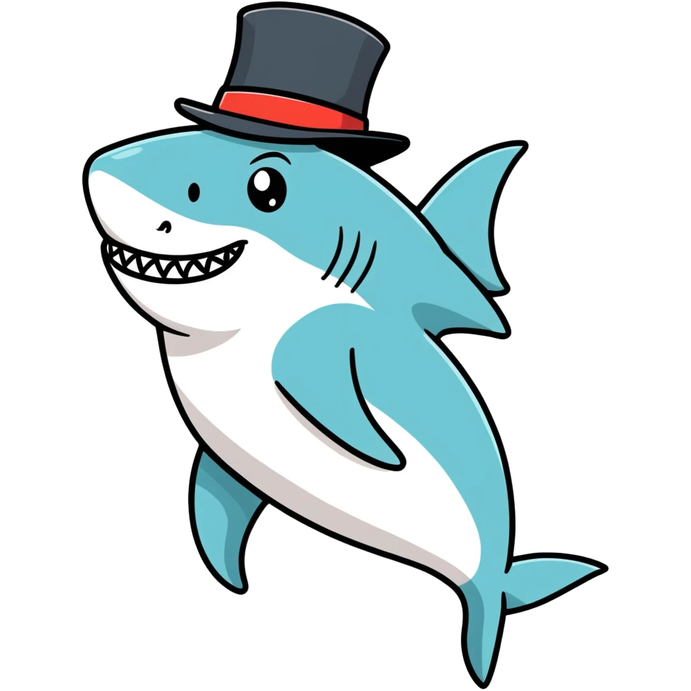 Shark with a top hat emoji
