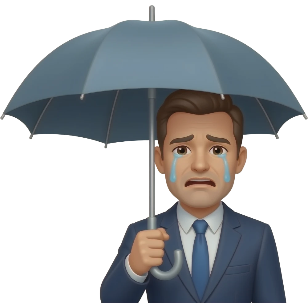 Man crying plus umbrella emoji