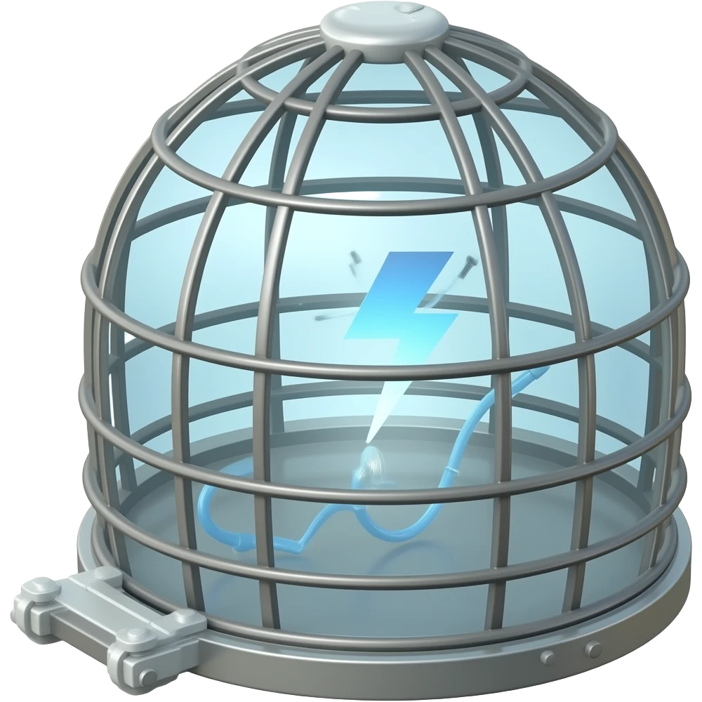 Faraday cage with electricty emoji