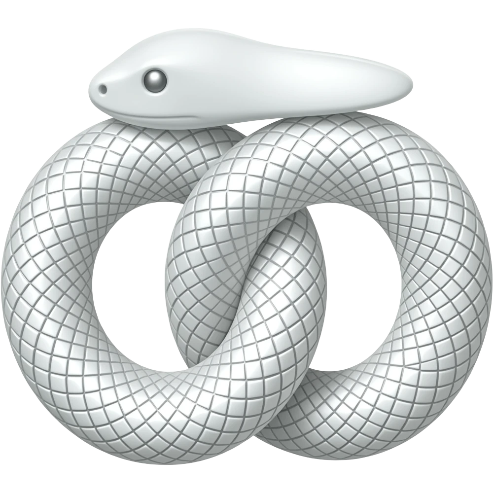 white elegant metal snake formed into the letter W emoji