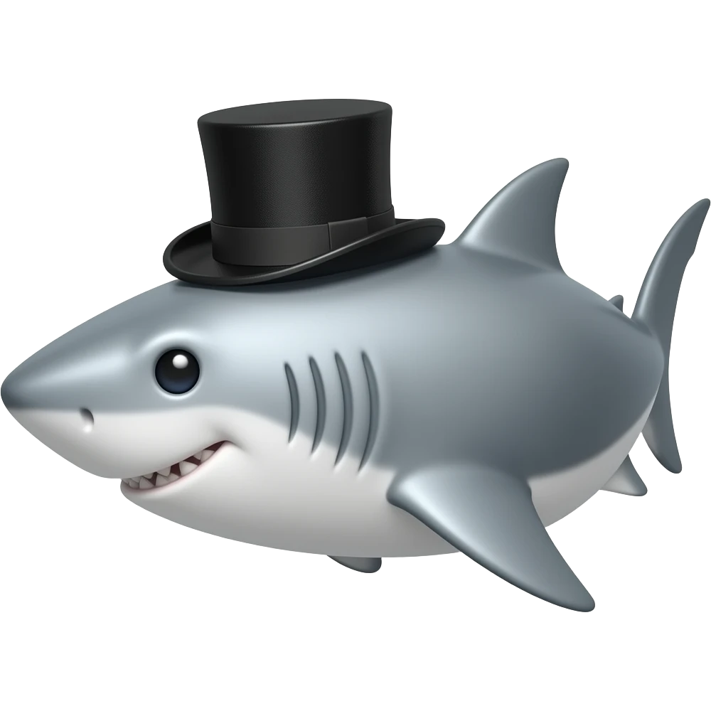 Shark with a top hat emoji