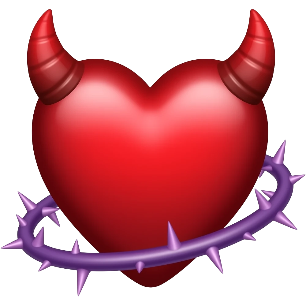 red heart with demon horns with a purple thorn border emoji