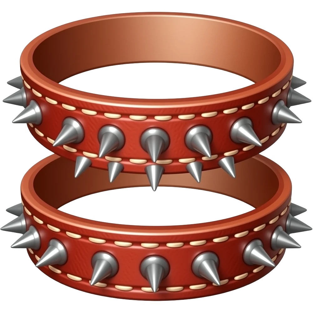 2 breite Rote Lederarmbänder mit Stacheln er emoji