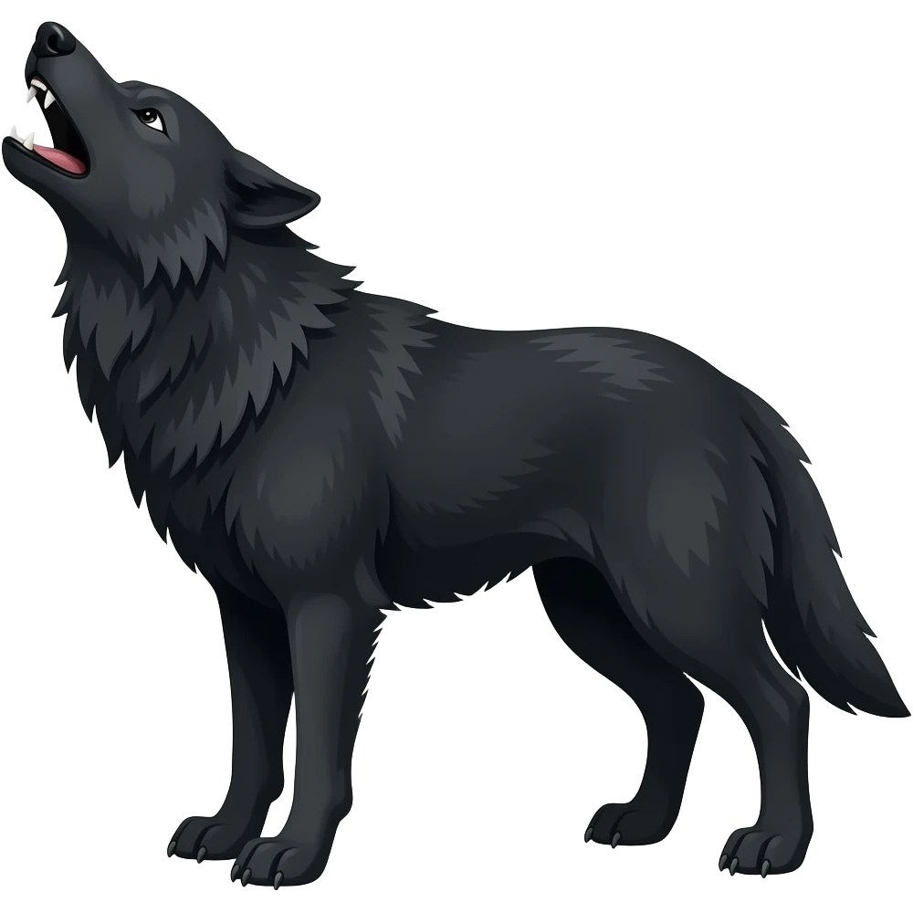 Lobo preto uivando, mais adulto e robusto emoji