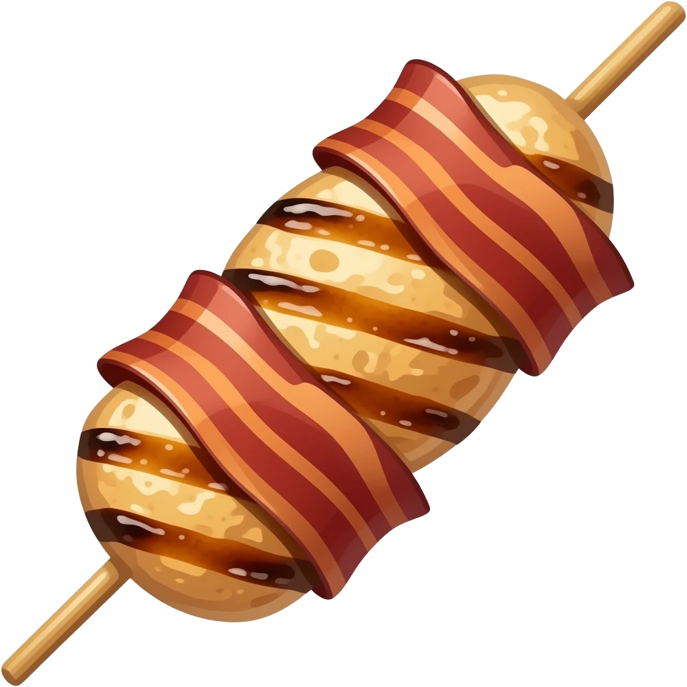 Brocheta de carne asada de pollo con tocineta sin verduras solo pollo y tocineta emoji