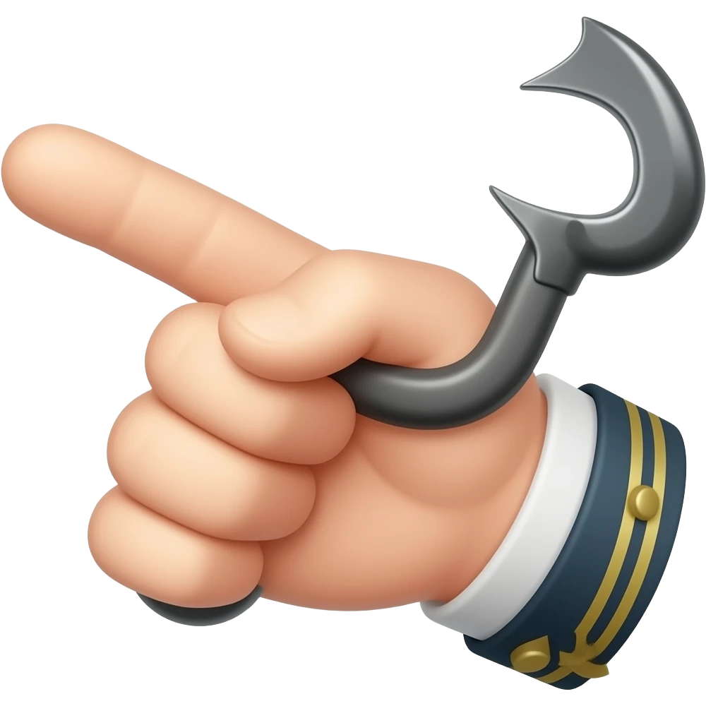 Mâle Captain Show a hand with hook emoji