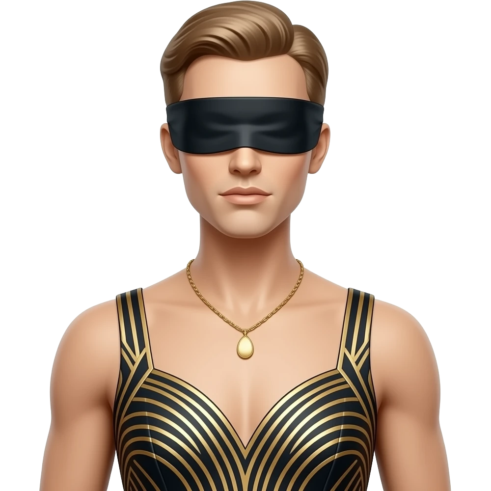 art deco dress guy mannequin blindfolded clothing doll emoji