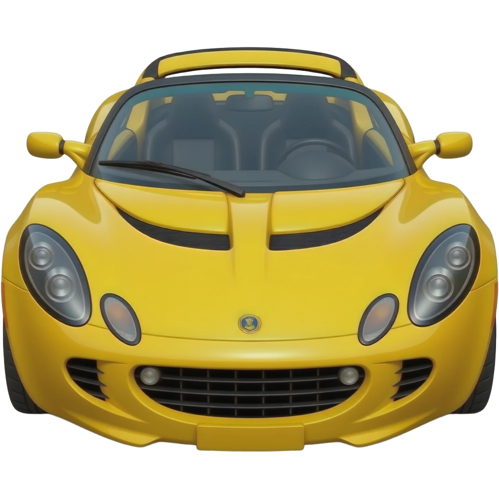 yellow lotus elise cabriolet front, hyper realistic highly detailled emoji