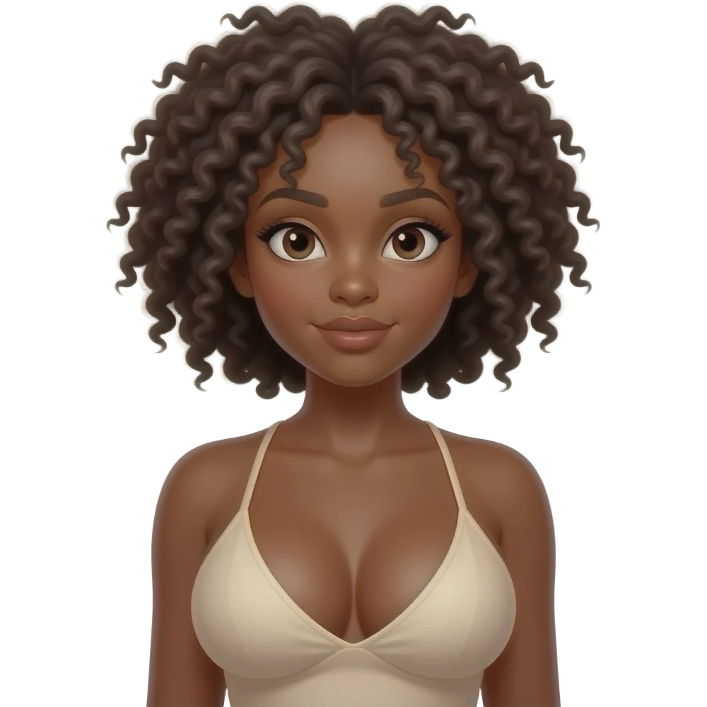 black girl with afro showing giant tits emoji