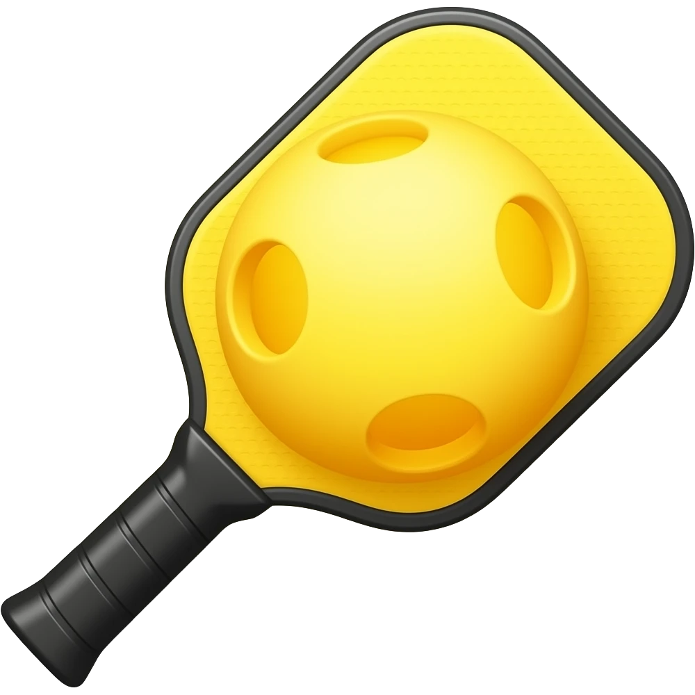 yellow pickleball with light from the camera emoji