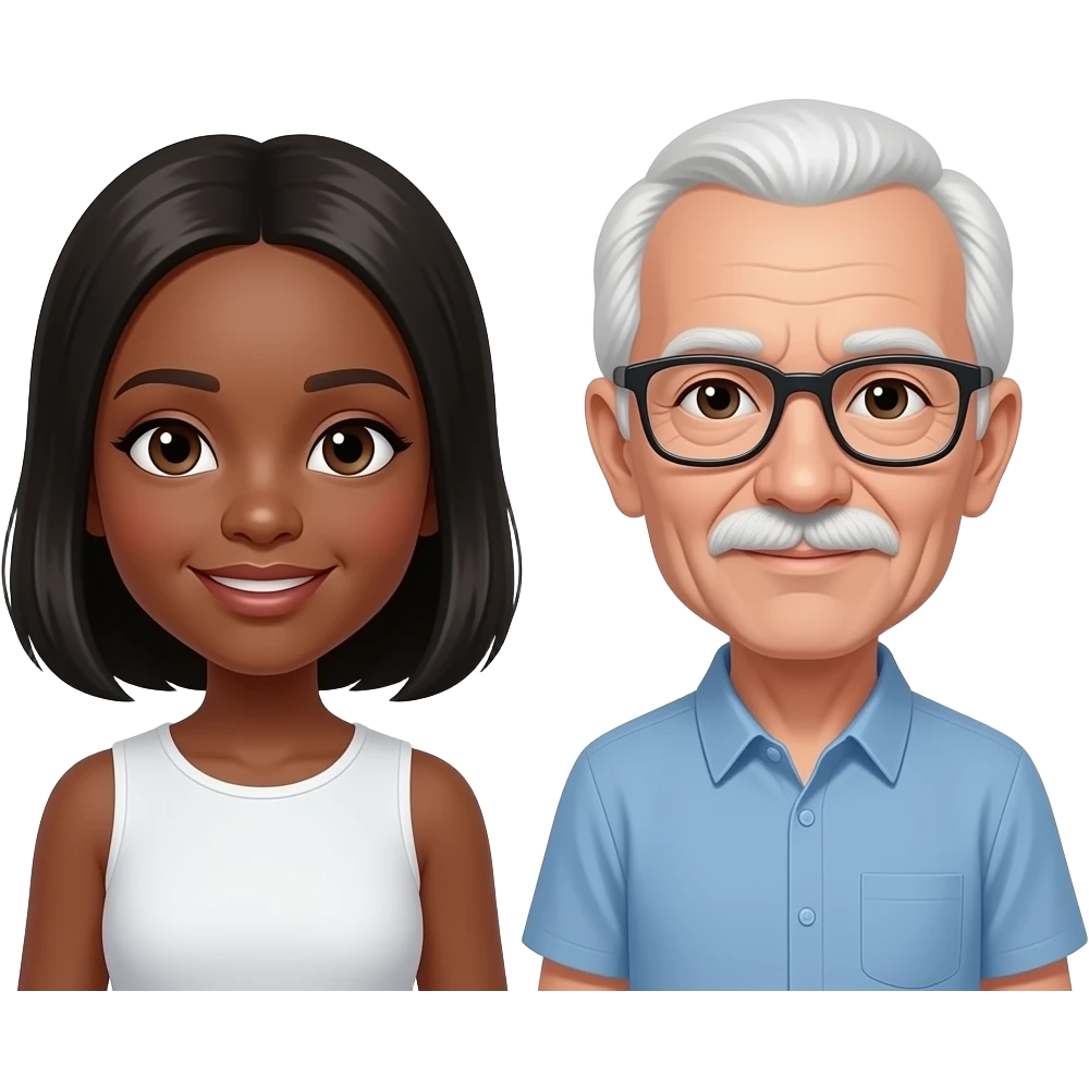 Ebony girl white old man emoji