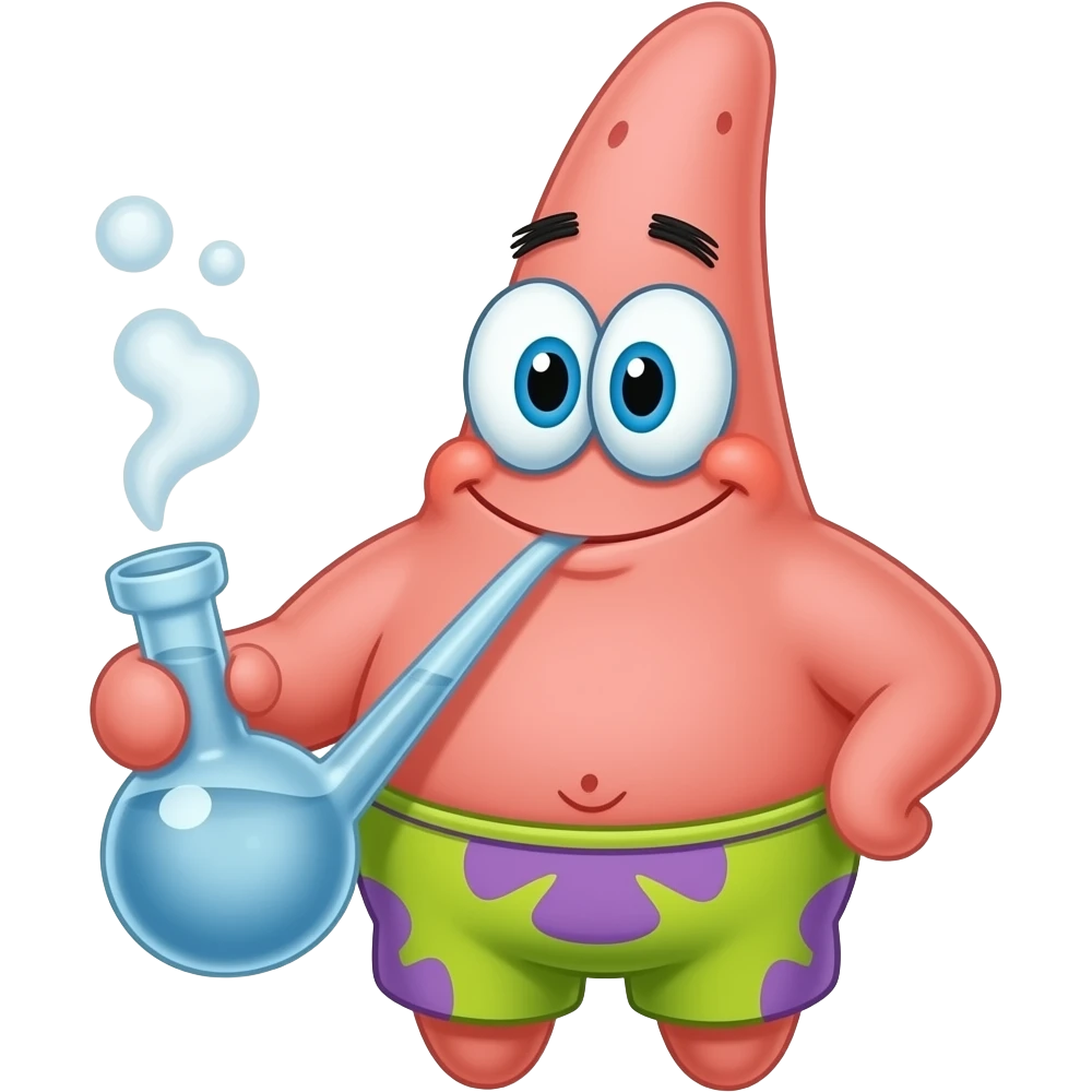 Patrick star with a bong emoji
