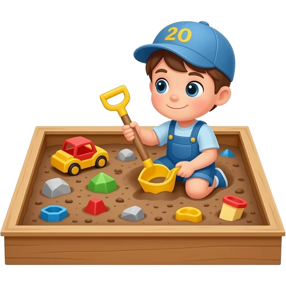 Isolated 3D Pixar-style child's sandbox filled with rich brown earth ...