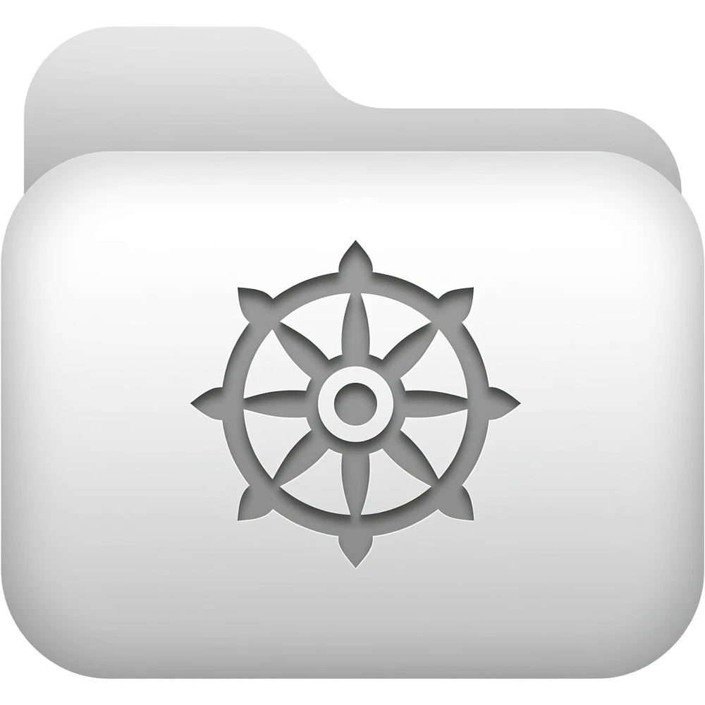 clean white files icon with Buddhist wheel logo in middle emoji