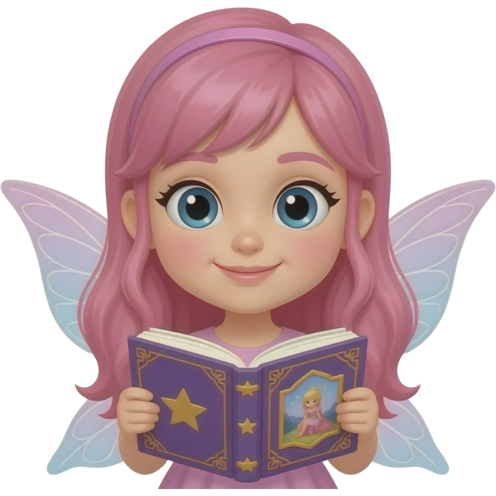 Малыш девочка волосы розовые брови розовый книжки читать сказки emoji