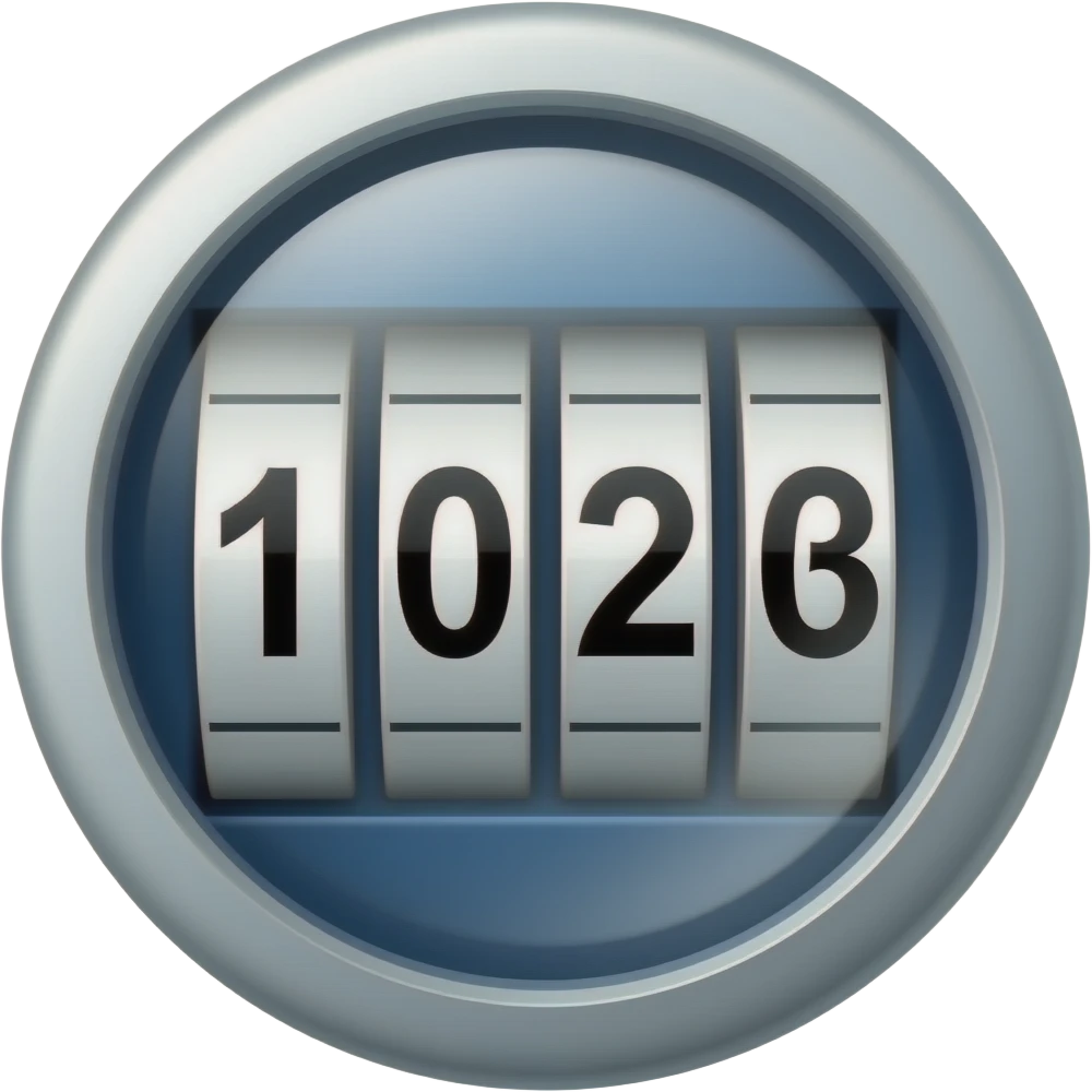 mechanical counter in round enclosure, with four real digits, front ...