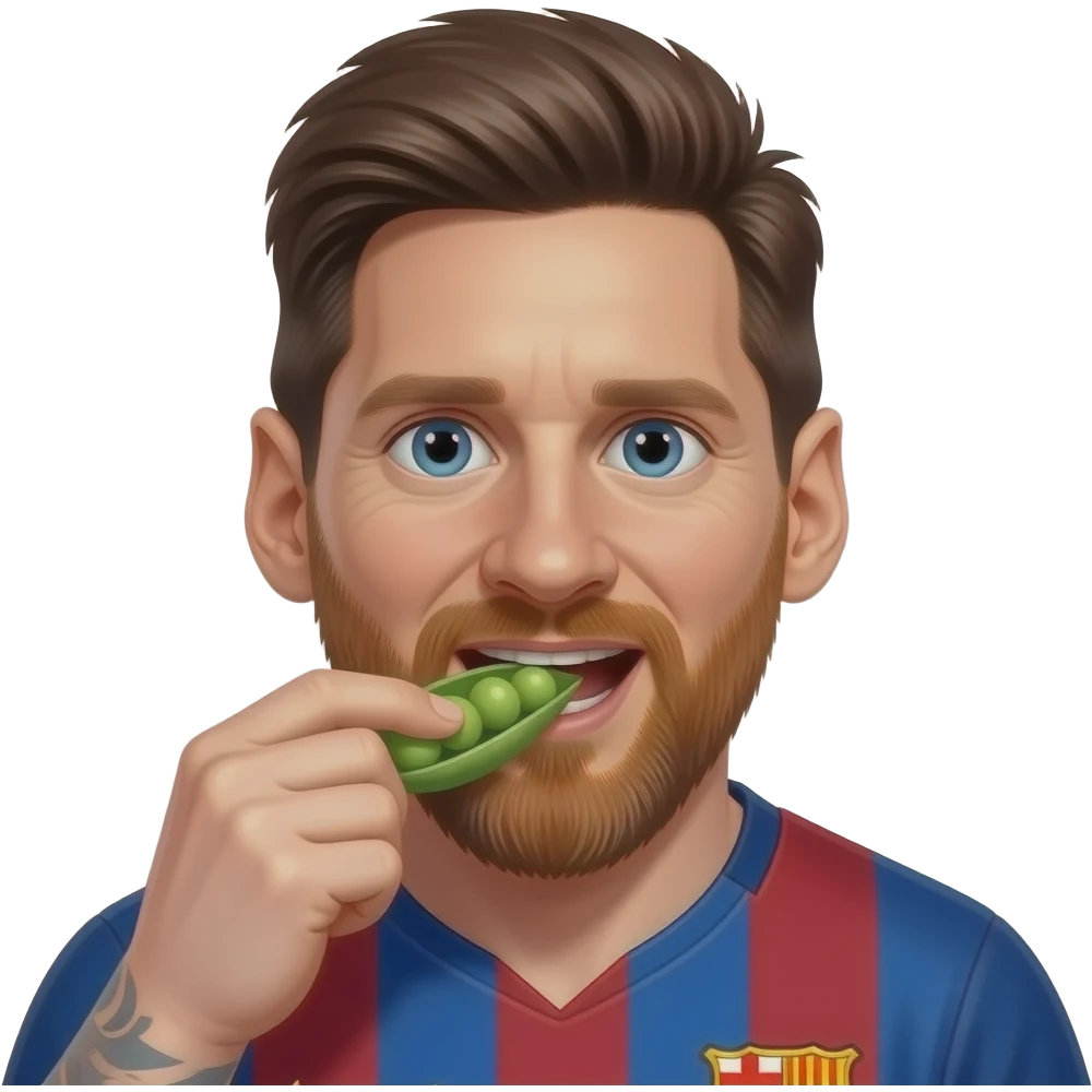 Evil Messi eating peas emoji