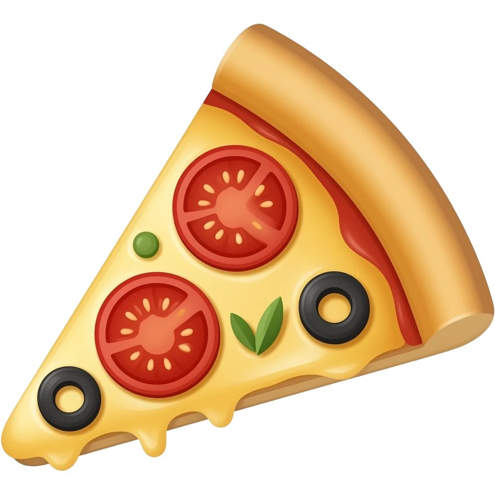 Pizza slice view from above tomatoes (3 pieces) olives emoji