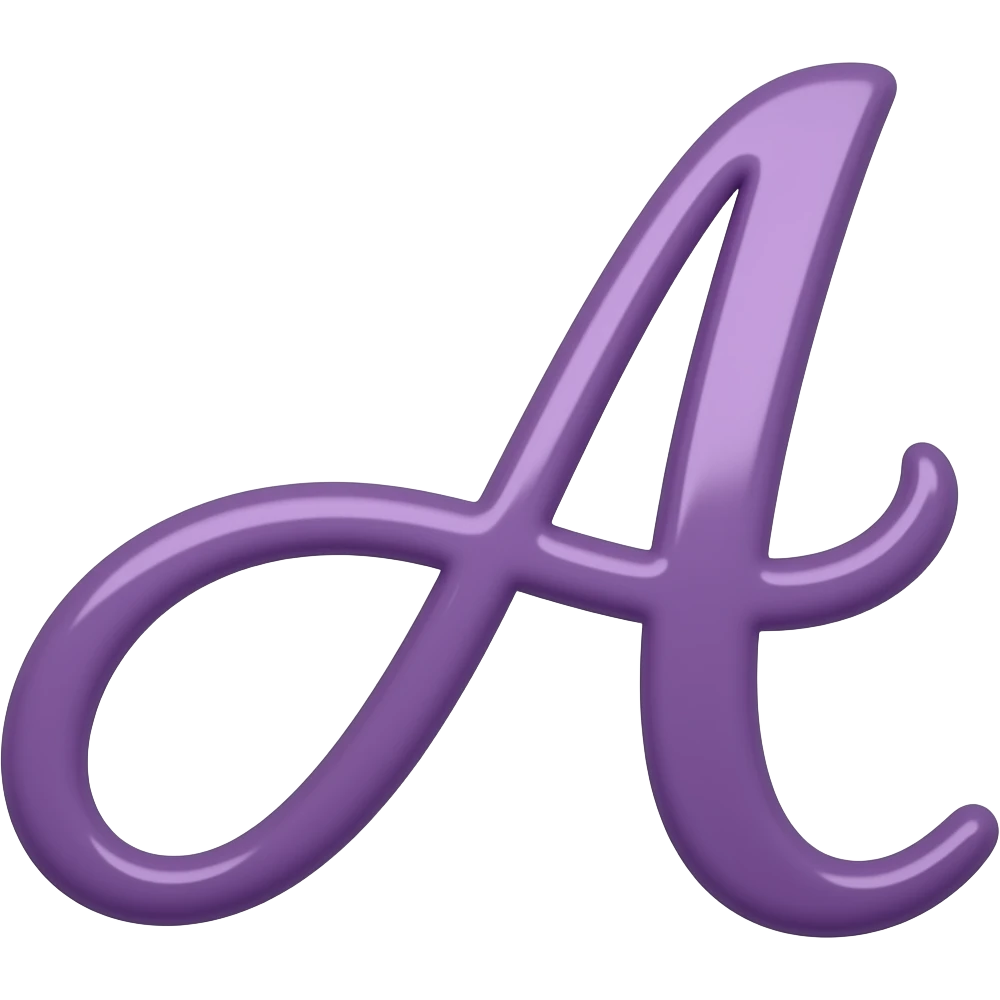 purple letter uppercase a in a cursive style emoji