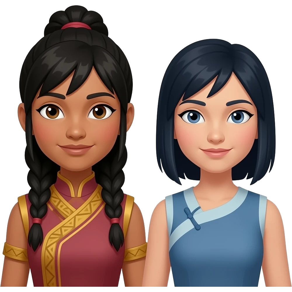Korra and Asami sato from the legend of korra  both turned out as prince emoji