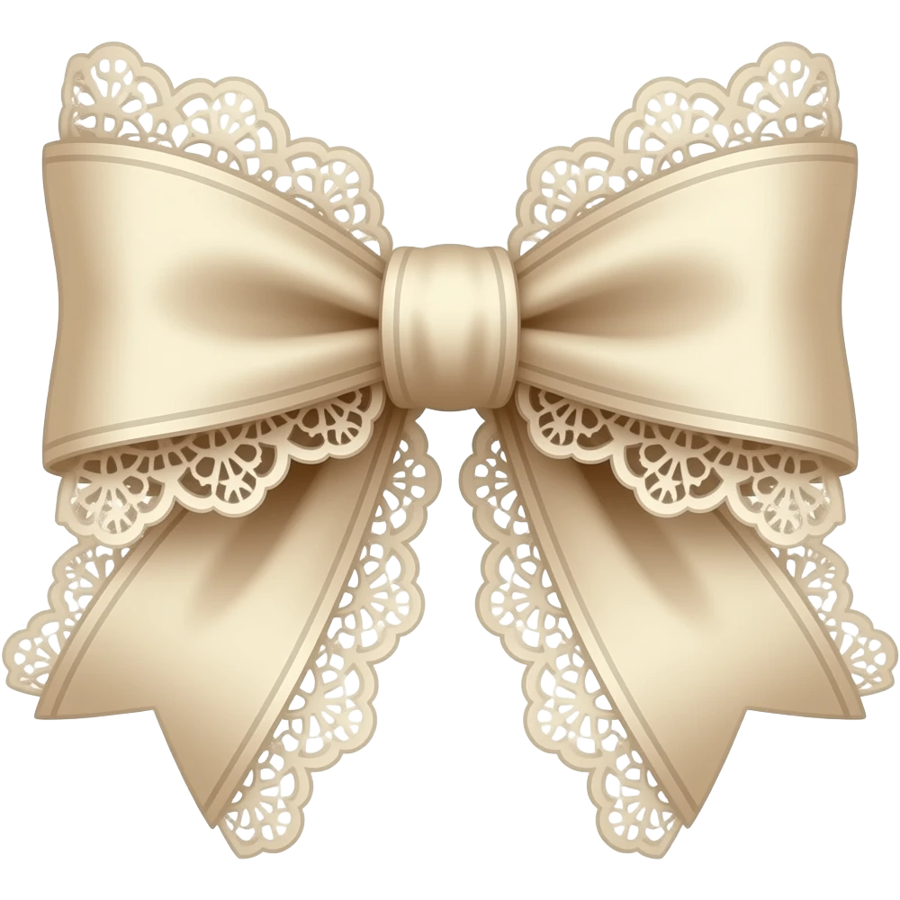 vintage rococo beige bow with lace and frills emoji