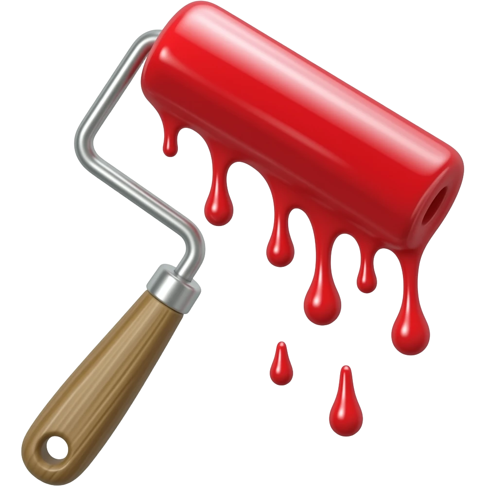paint roller with dripping red paint emoji