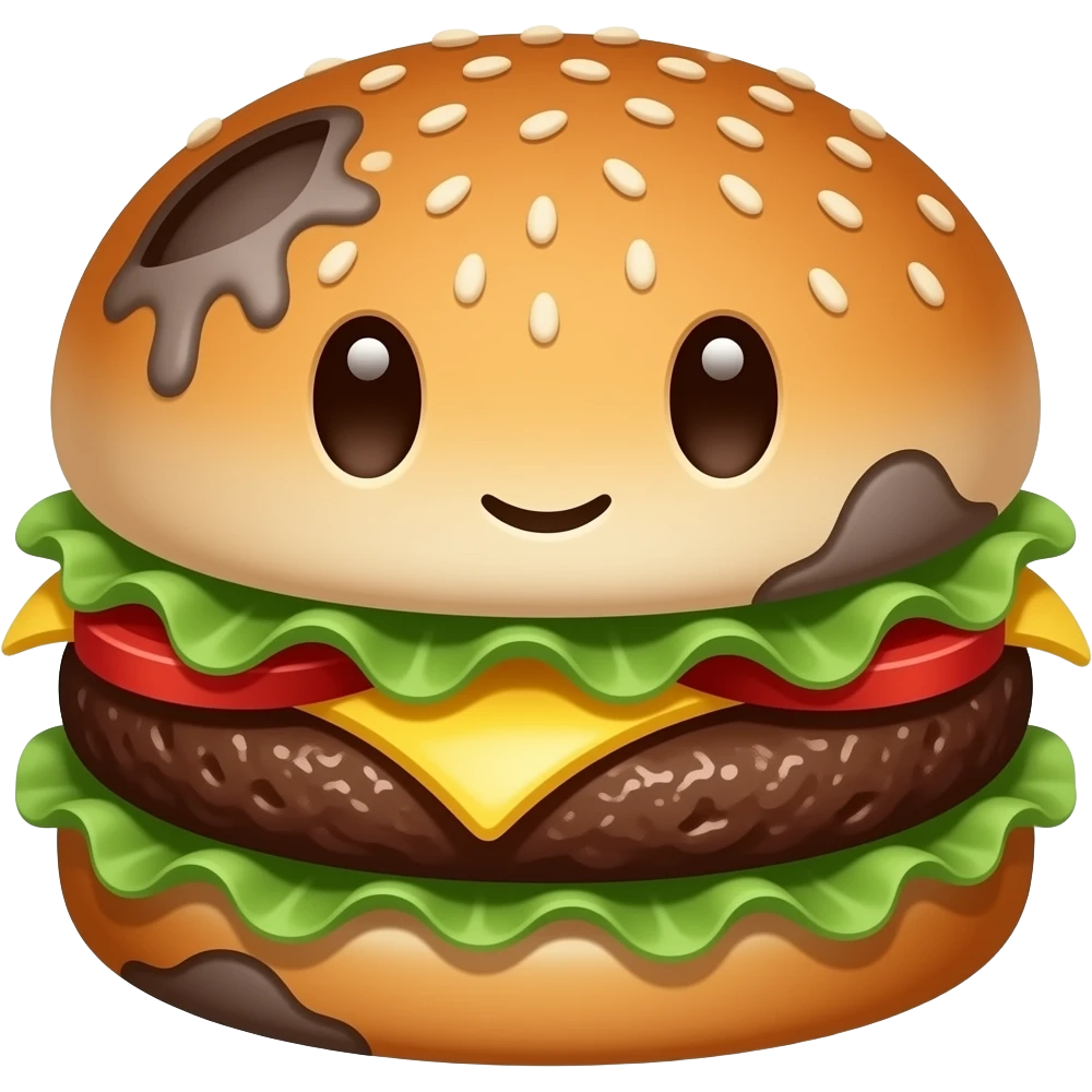 rotten burger with face emoji