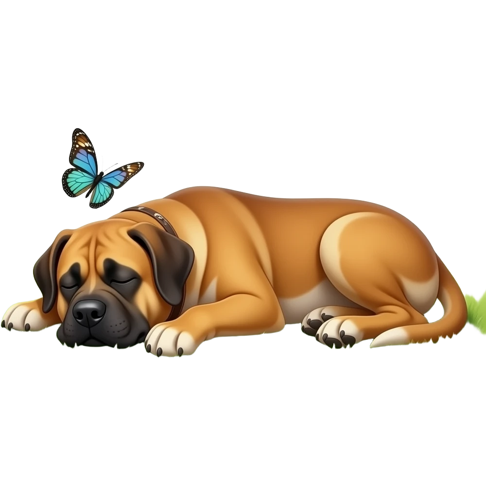 The Butterfly fly above the sleeping Great Dane. emoji