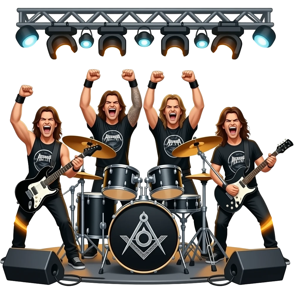 Icon for Heavy Metal Music: 4 men band on stage with electric guitars ...