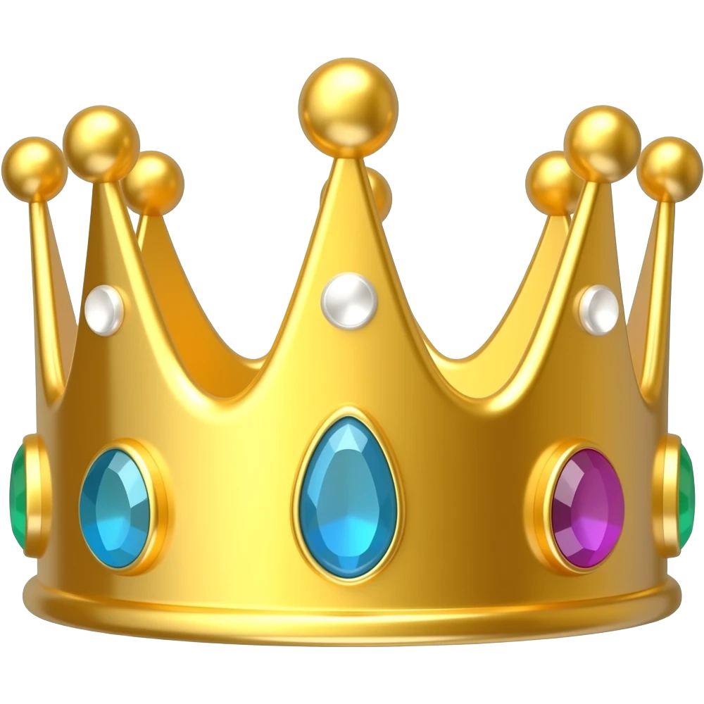 Create high-quality glossy emojis with a vibrant modern style.Make the emojis look premium, shiny, and eye-catching with bright highlights, smooth gradients, soft reflections, and glowing details. king crown  emoji emoji