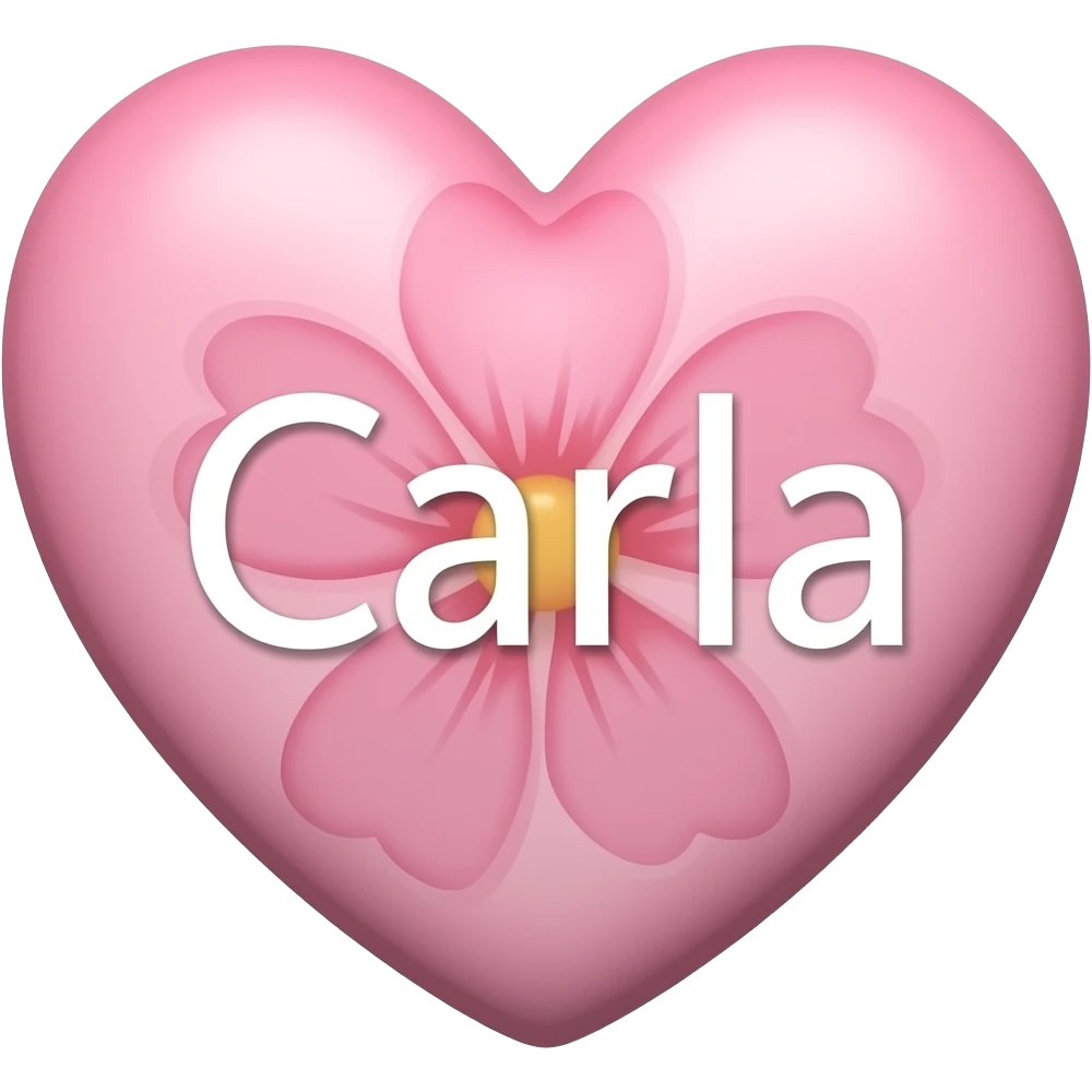 Coração cor pink com flores no meio o nome Carla emoji