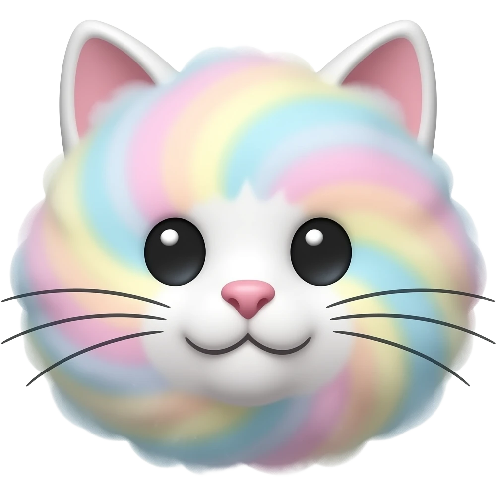 cotton candy with the face of a cat emoji