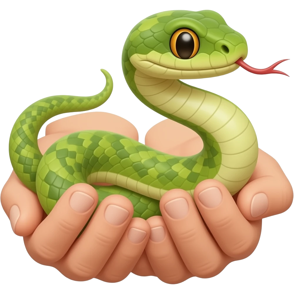 manos sosteniendo una serpiente emoji