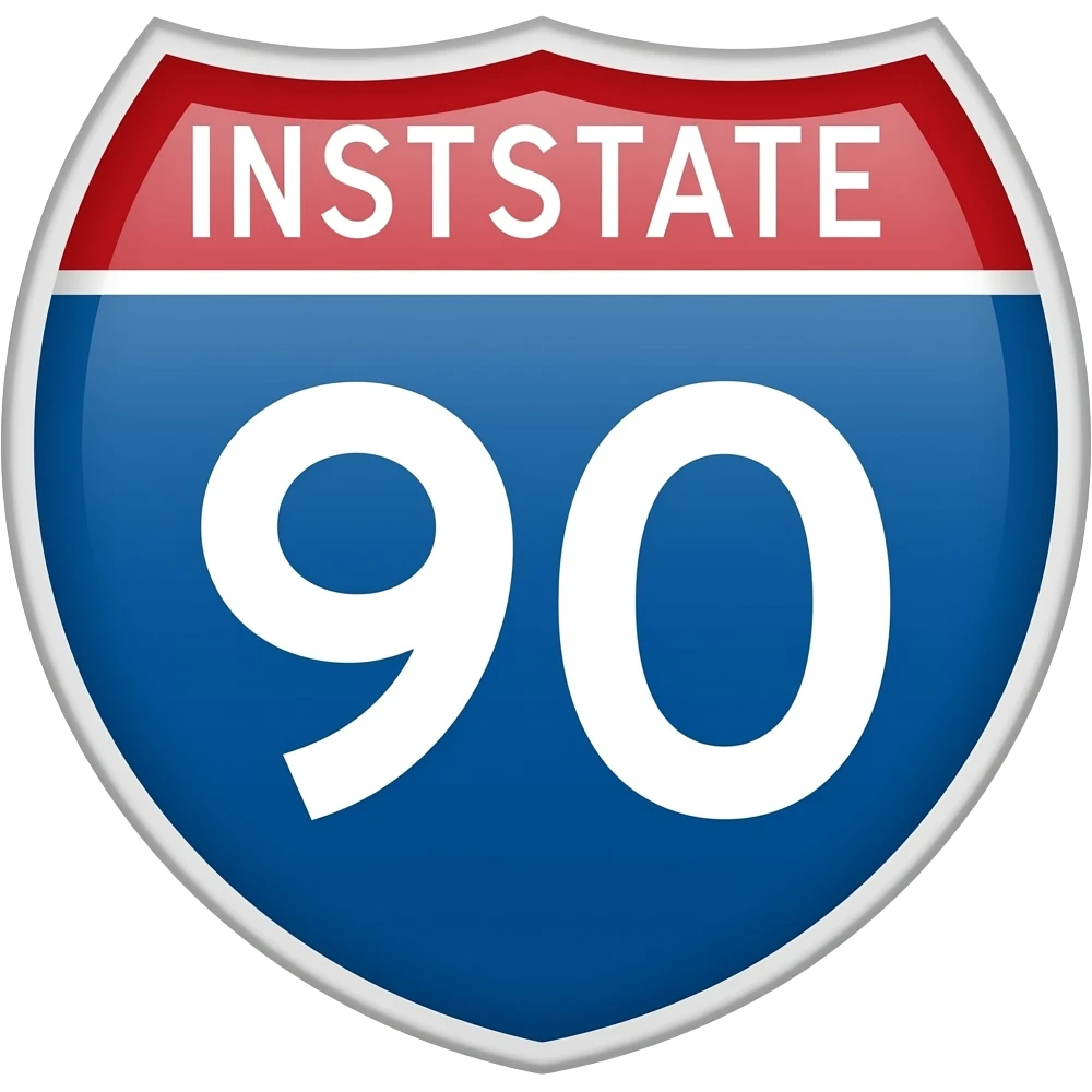 Interstate shield with just the number "90" emoji