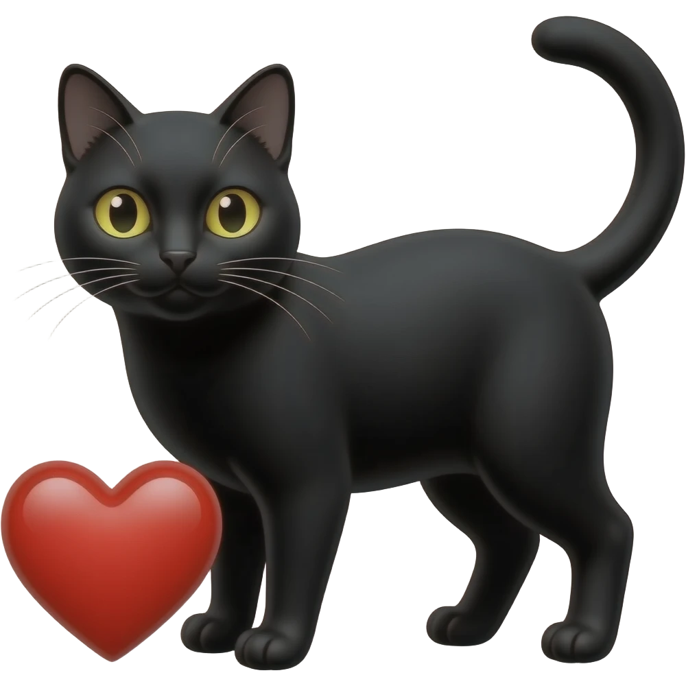 Black cat red heart I emoji