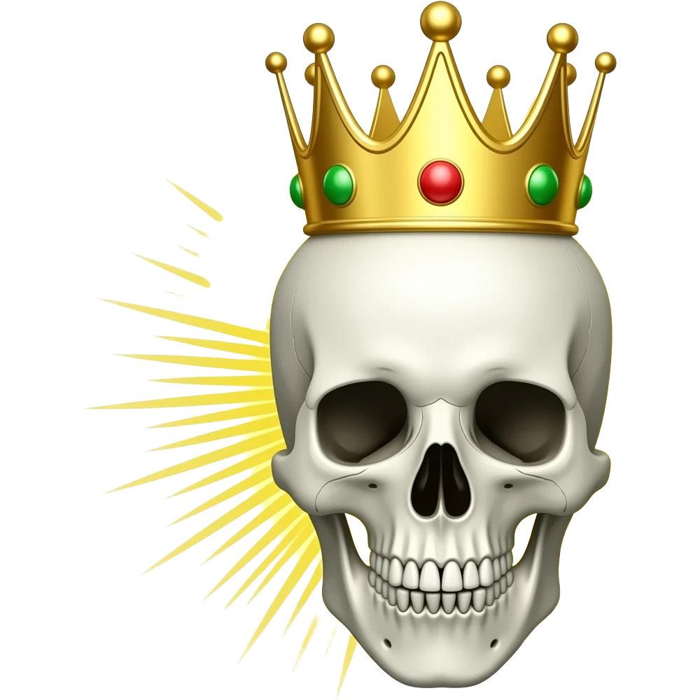 A skull emoji with crown and has a aura emoji