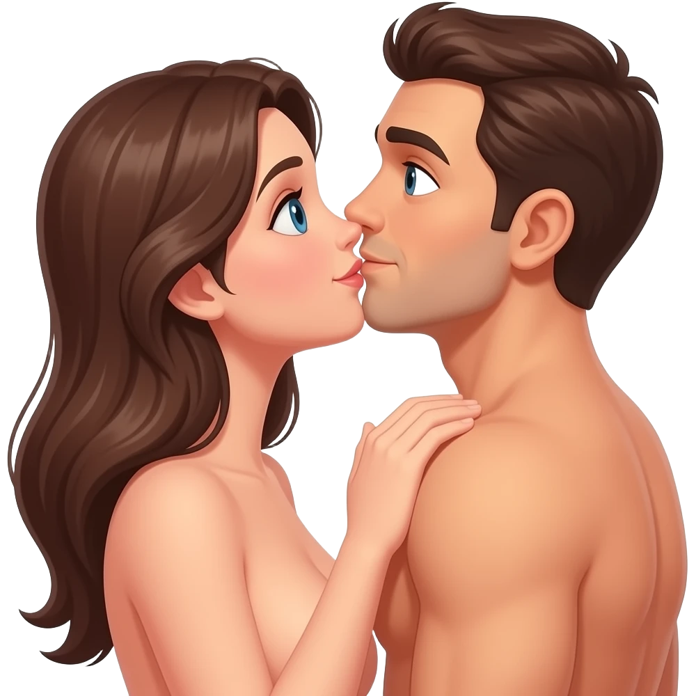 إمرأة عارية يبعصها رجل من الخلف emoji