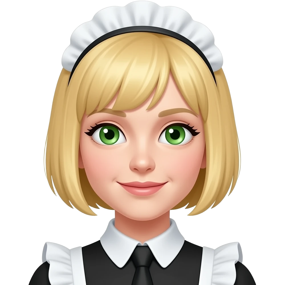 Green eyes maid blonde and short hair more shorter hair emoji