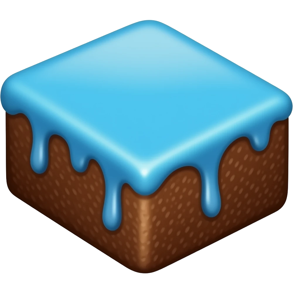 Brownie with blue frosting drizzling emoji