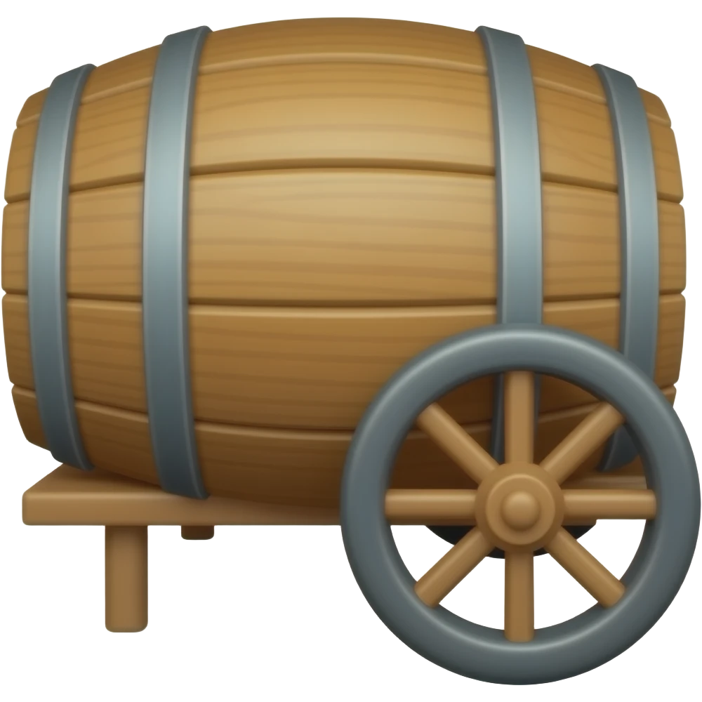 WOOD WHEEL BARREL STYLE APPLE CART emoji