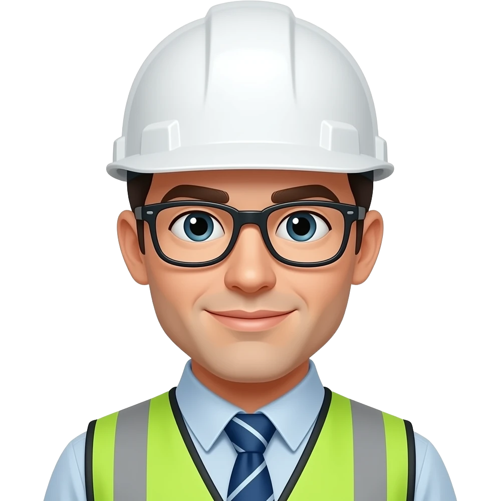 Ingeniero con casco blanco sin lentes canelita emoji