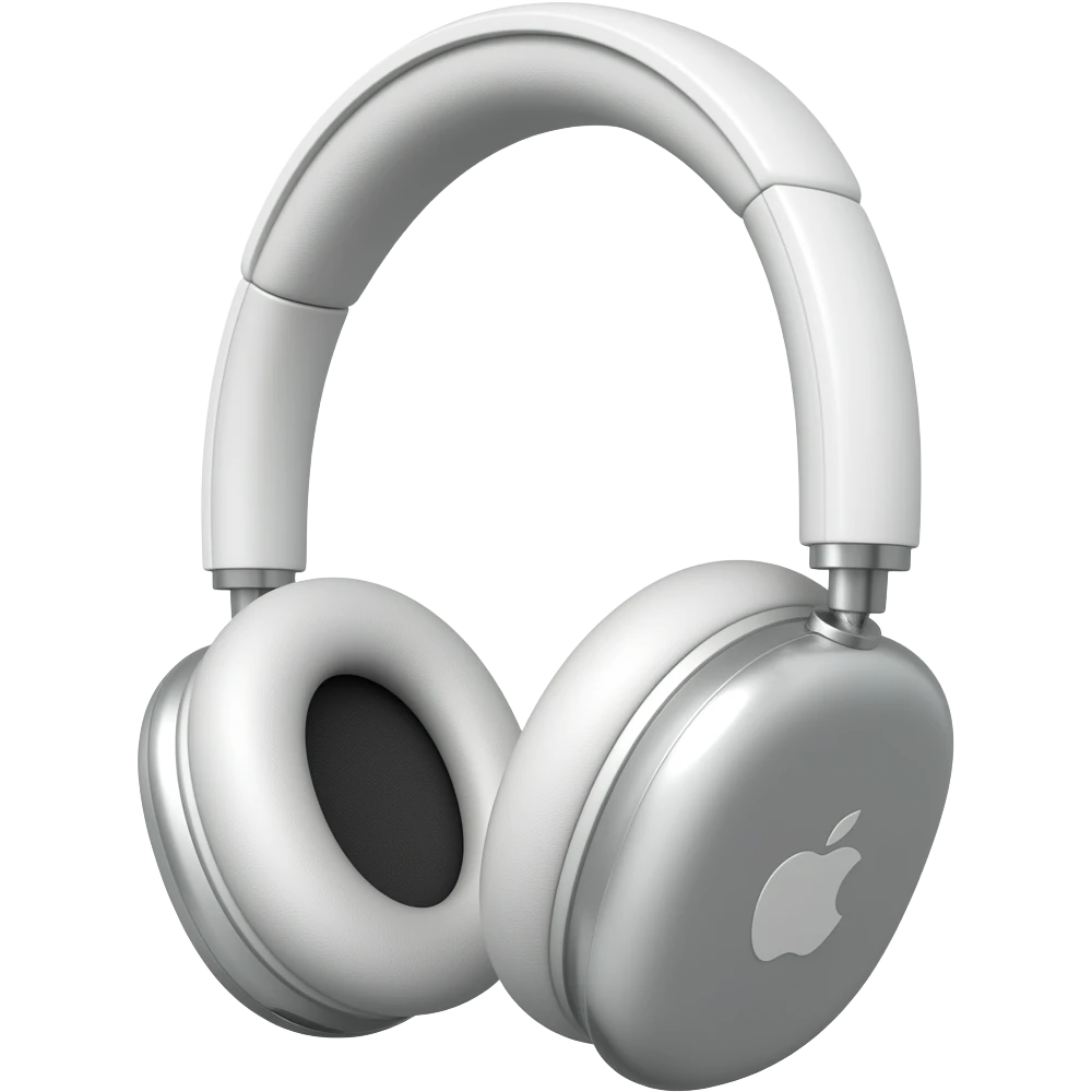 casque audio blanc style apple, la vue est en 3 quart emoji