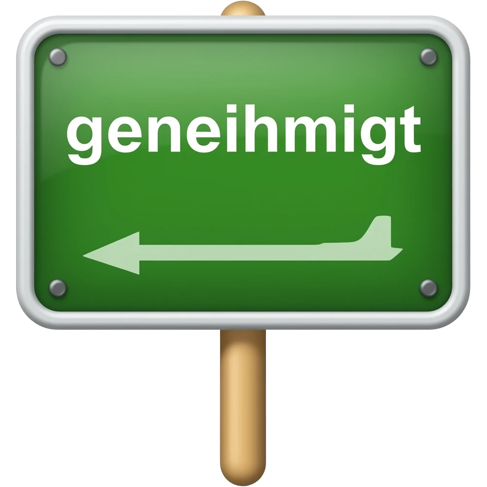 green placard with literallly written "genehmigt" emoji