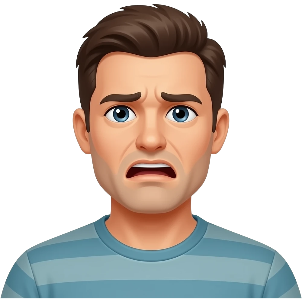 Un hombre con respiracion fuerte por ansiedad emoji