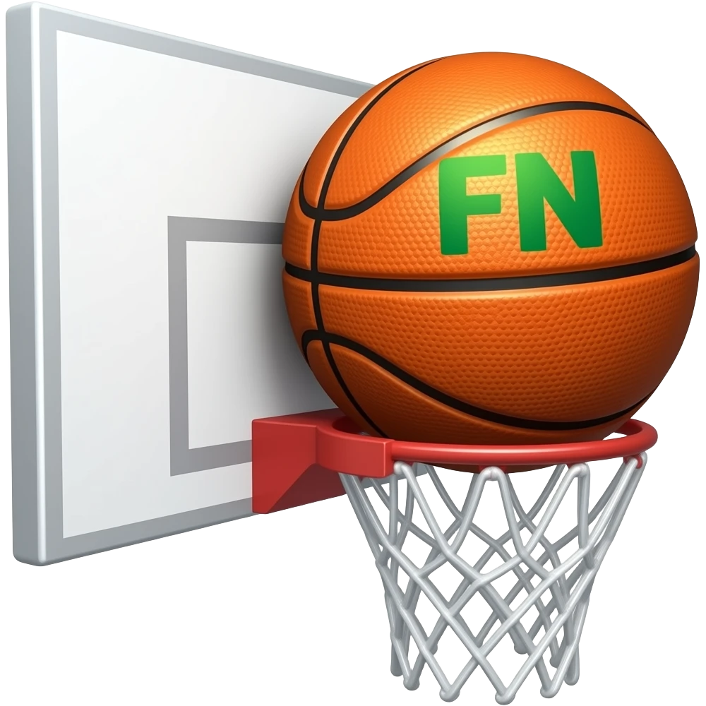 Ball going into hoop with green FN written on it emoji