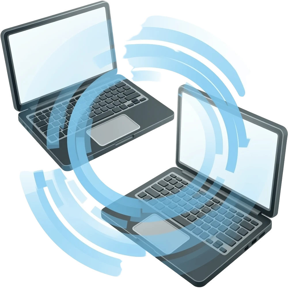 2 laptops exchanging emoji